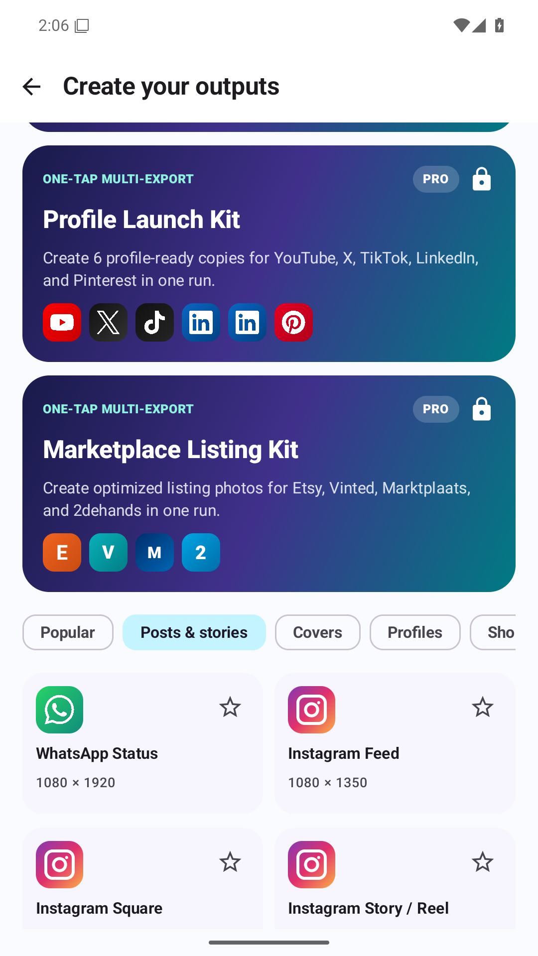 Platform presets